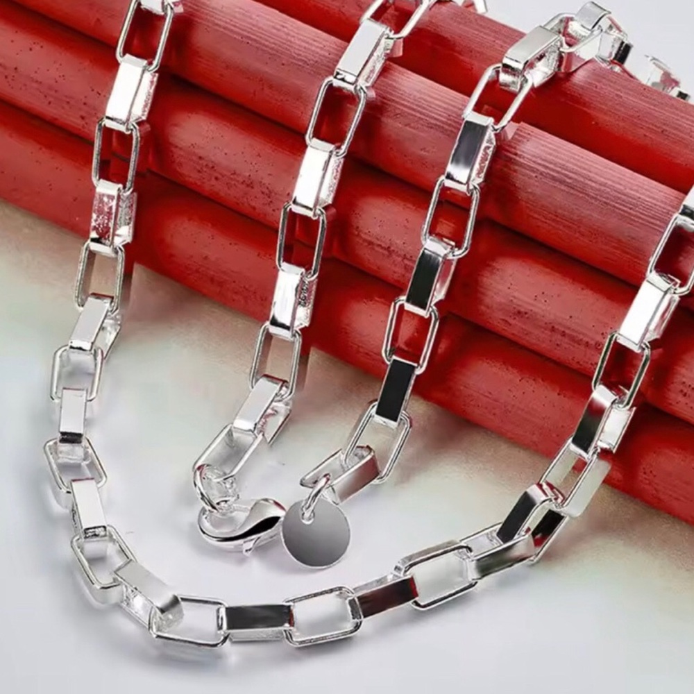 18” Sterling Silver Box-Link Chain Necklace